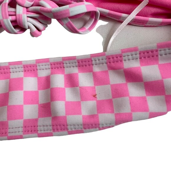 Betty Jade bikini top convertible bandeau halter pink checkered Large strapless - Picture 4 of 5